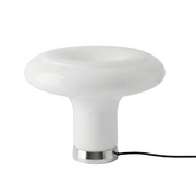 Lesbo Bordlampe i hvitt glass fra Artemide, soppformet lampe med varmt lys. 