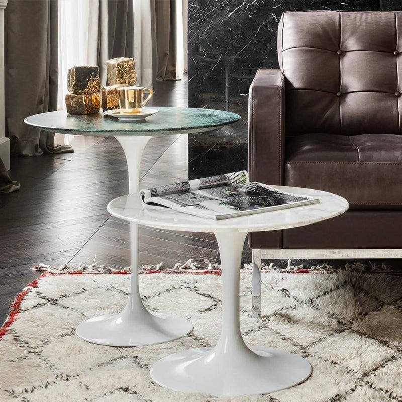 Knoll Saarinen Sidebord med grønn marmor og hvit marmor