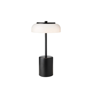Nuura Blossi Table Mini Portable Oppladbar lampe i sort med opalglass 