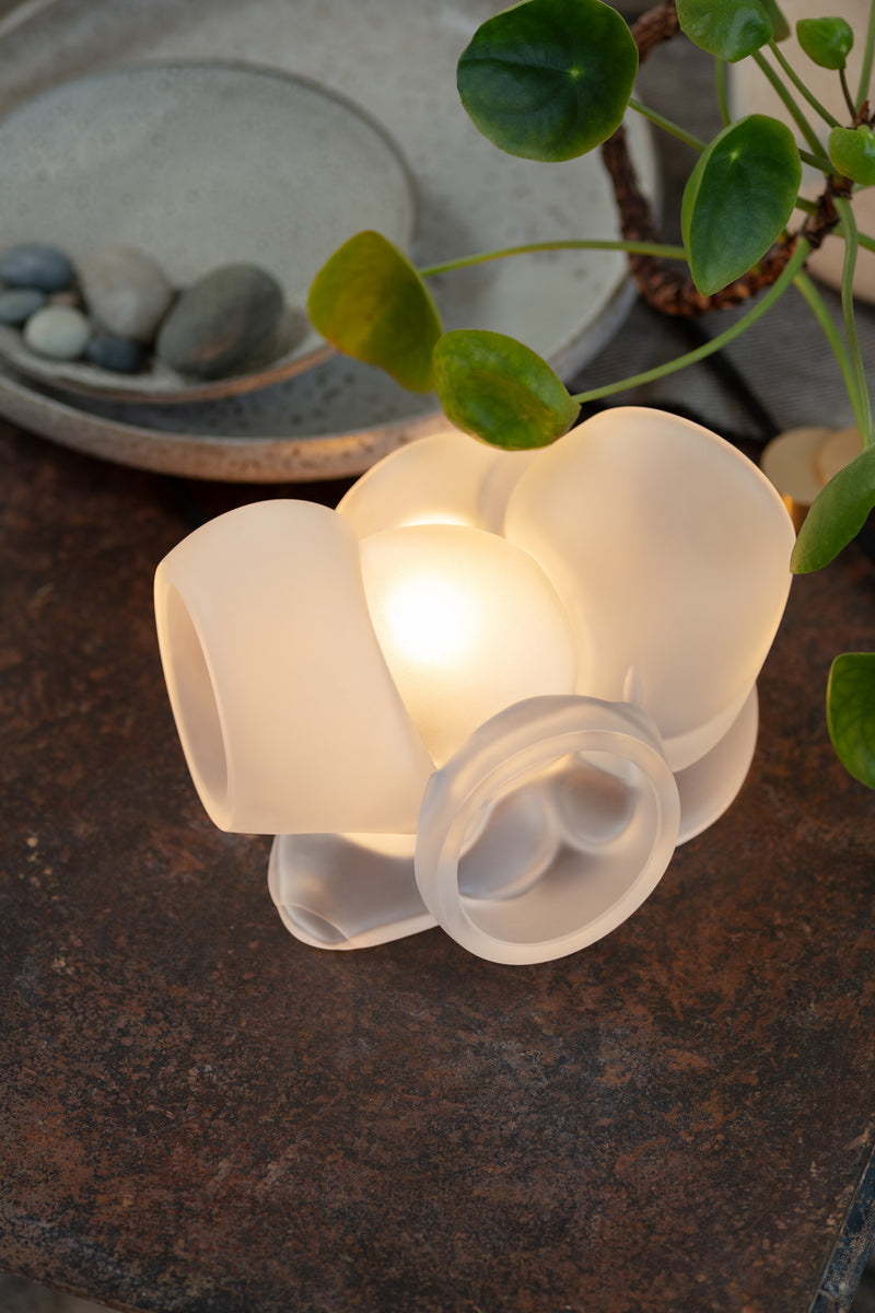 Bocci 100t i frostet hvitt glass bordlampe