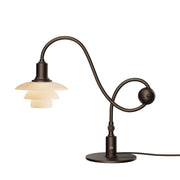 PH 1/1 Piano Bordlampe Limited Edition fra Louis Poulsen i eldet messing og Dusty Terracotta glass